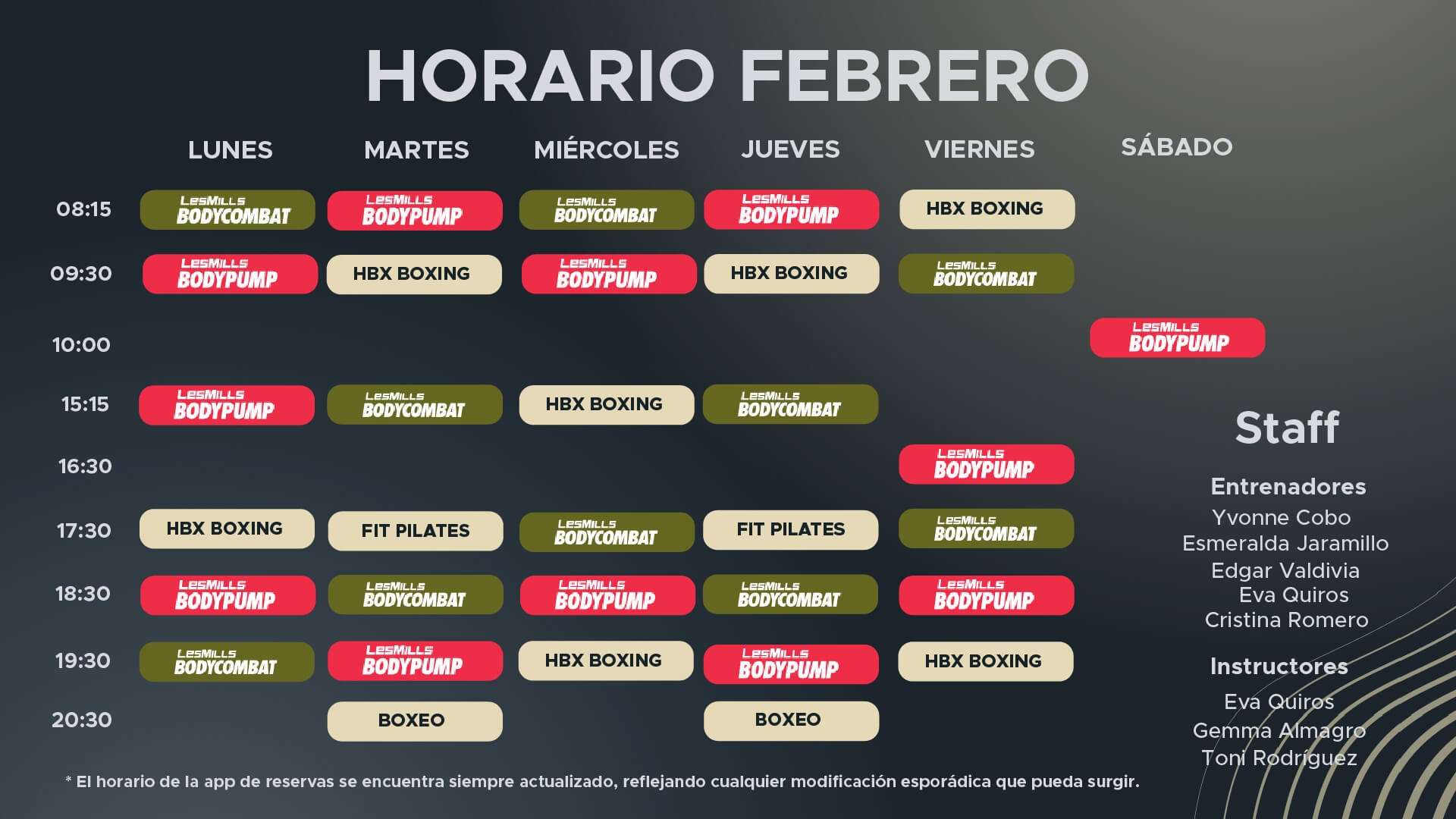 horario febrero aranah