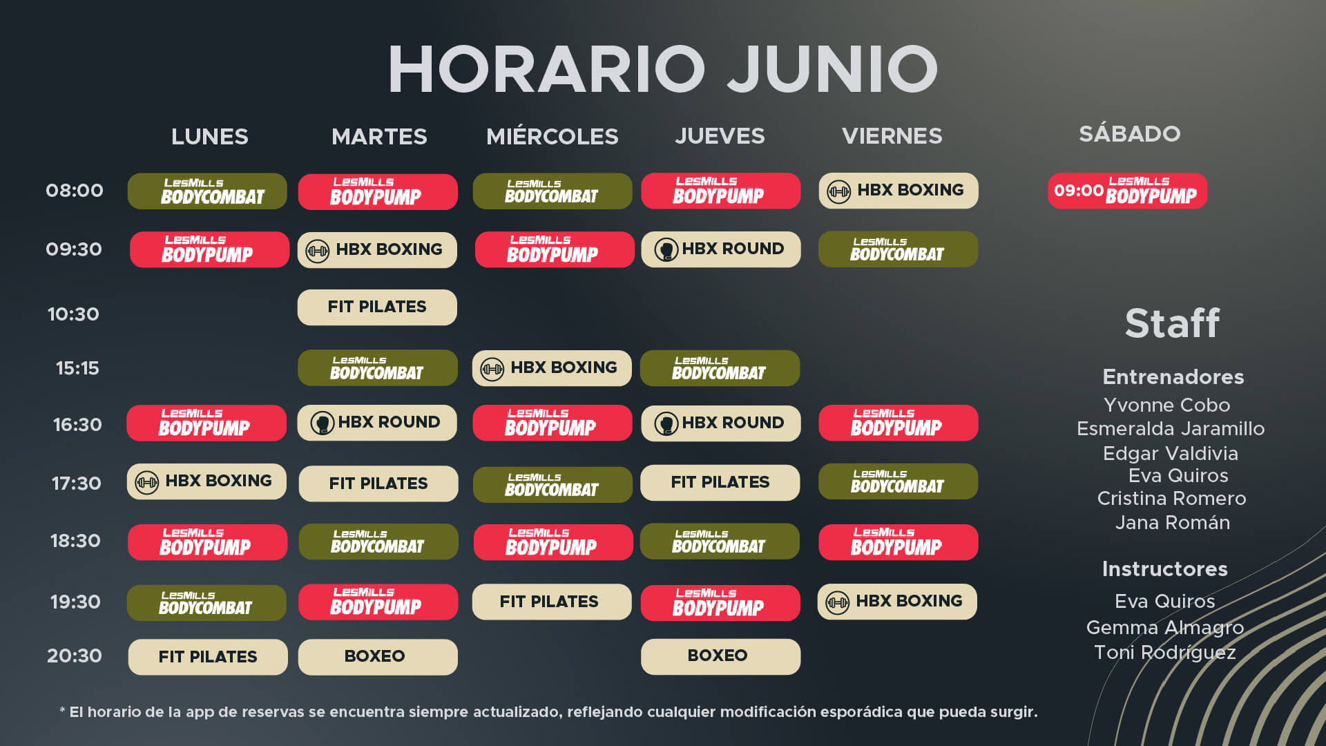 horario junio ARANAH